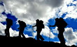 silhouettes en haute montagne