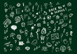 Sketches on blackboard, concept of school for your design