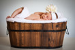 Portrait of a newborn caucasian girl