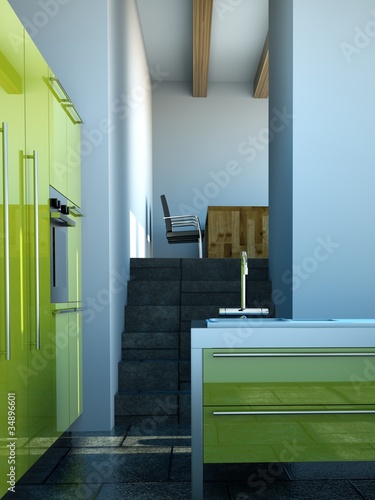 Photo: Küchendesign - grüne Küche im Loft 2 Küchendesign - grüne Küche im Loft 2