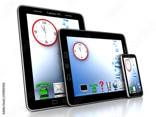 Illustration: Image of computer technology on a white background isolated Image of computer technology on a white background isolated