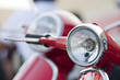 Old scooter headlight vs new on the background