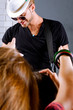 Rock guitarist in action
