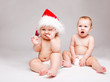 Christmas babies over gray