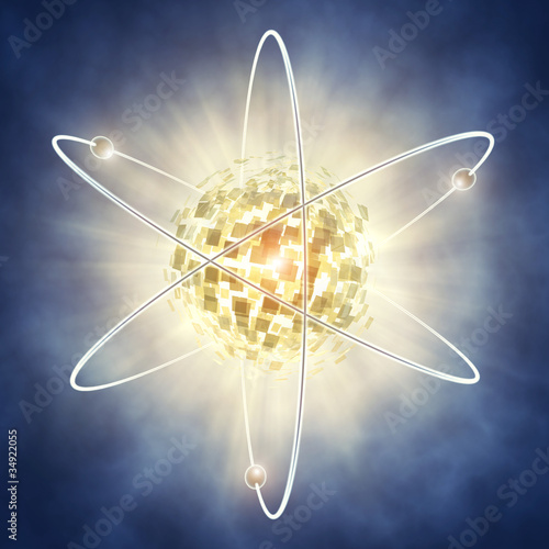 Illustration: Nuclear fission concept , 3d illustration Nuclear fission concept , 3d illustration