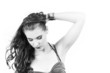 Young woman holding hair