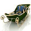 Christmas Santa sledge with gifts on a white background