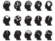 black profiles with idea symbols