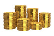 Stacks of golden coins