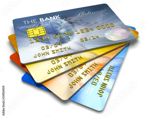Illustration: Set of color credit cards Set of color credit cards