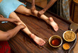 traditional indian ayurvedic oil foot massage