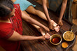 traditional indian ayurvedic oil foot massage