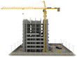 Site area: huge tower crane and unfinished buiding