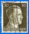 Adolf Hitler on German stamp from 1942