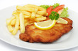 Schweineschnitzel Wiener Art mit Pommes frites