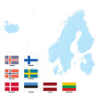 Map and flags of North Europe Map and flags of North Europe