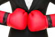Business concept - boxing gloves and suit Business concept - boxing gloves and suit