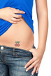 Girl showing her tattoo