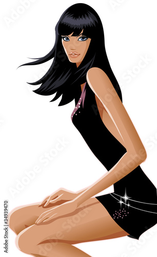 Vector: side view of woman sitting side view of woman sitting