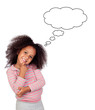 Pensive african little girl with beautiful hairstyle