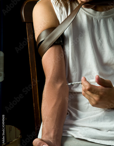 Photo: teen boy shooting heroin teen boy shooting heroin
