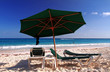 3 empty sun loungers