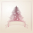 Hand drawn christmas tree banner