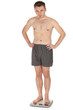 standing on scale young man in panties