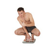 succesful squats on scale young man in panties