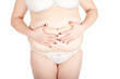 overweight, fat woman body in underwear, her belly