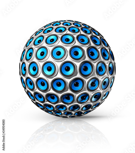 Illustration: blue speakers sphere blue speakers sphere