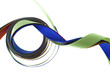 color ribbons fly  on a white