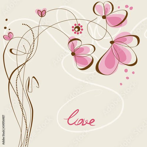 Vector: Love floral card Love floral card