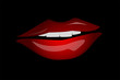 red Sensual mouth with smile. vector
