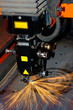Industrial laser with sparks flying around