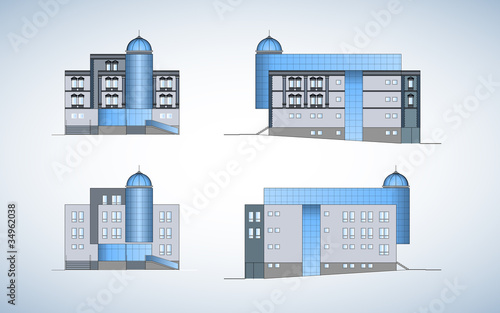 Vector: modern building, facade modern building, facade