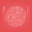 Restaurant Icons In Form Of Sphere