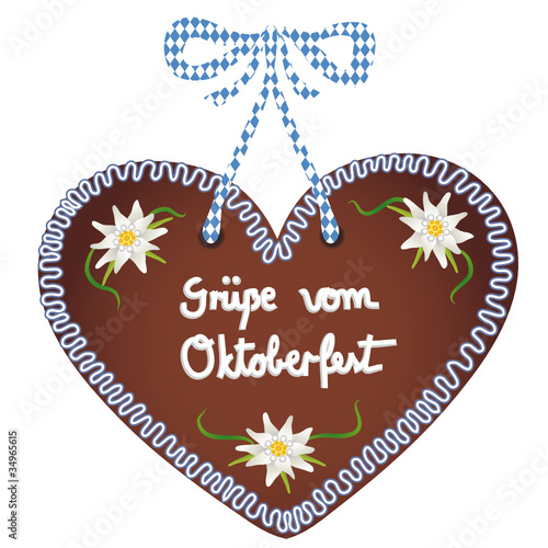 Vektor: Lebkuchenherz "Grüße vom Oktoberfest" Lebkuchenherz "Grüße vom Oktoberfest"