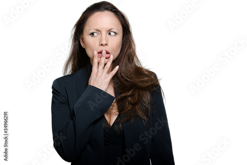 Photo: Portrait of beautiful afraid Asian woman looking away Portrait of beautiful afraid Asian woman looking away