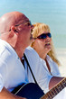 making music on the beach