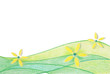 Background. Green waves with yellow flowers