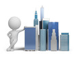 3d small people - skyscrapers