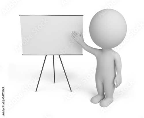 Illustration: 3d small people with empty board 3d small people with empty board