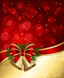 Christmas background with bells and blurry lights