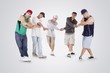 Photo: Group of young teenagers posing over white Group of young teenagers posing over white