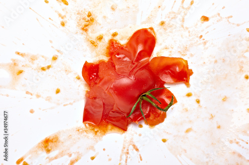 Photo: splattered splashed tomato vegetable food splattered splashed tomato vegetable food