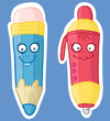 Funny pen and pencil characters. Vector illustration. Funny pen and pencil characters. Vector illustration.