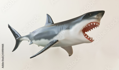 Photo: A Great White Shark Model Against White A Great White Shark Model Against White