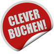 Sticker rot rund curl unten CLEVER BUCHEN!