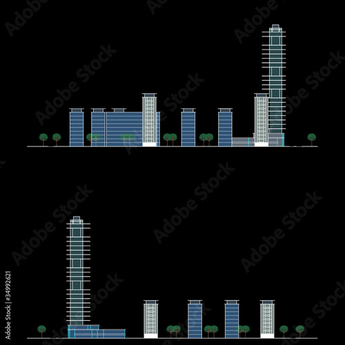 Vector: City sundown. Urban section, vector City sundown. Urban section, vector